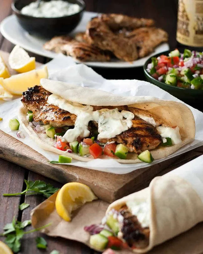 Greek Chicken Gyros with Tzatziki